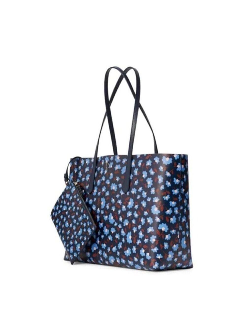 Kate Spade New York Large Molly Party Floral PVC Tote Blazer Blue NWT